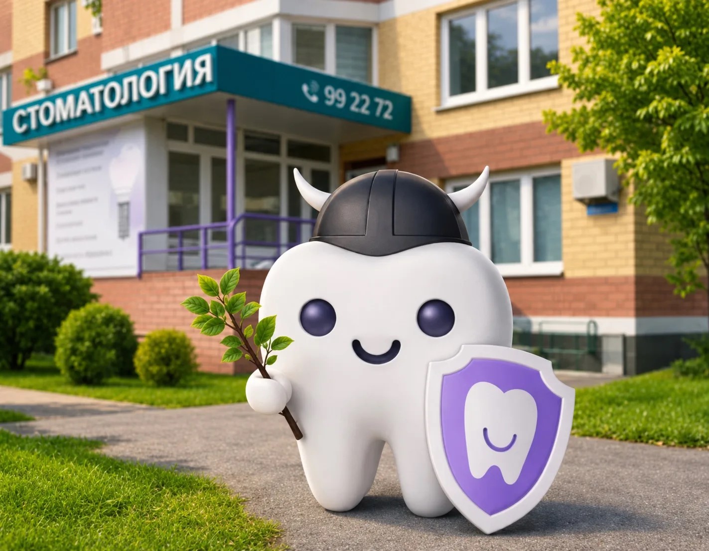 Маскот Зубик Заботович приглашает к лечению зубов в Тюмени. Имплантация и протезирование в стоматологии «Забота», Тюмень — верните полный функционал улыбки